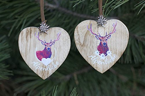 Deko Hänger Herz - Hirsch - Geschenkanhänger Fensterhänger, 2er Set