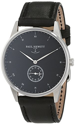 Paul Hewitt Unisex Analog Quarz Uhr mit Leder Armband PH-M1-S-B-2M