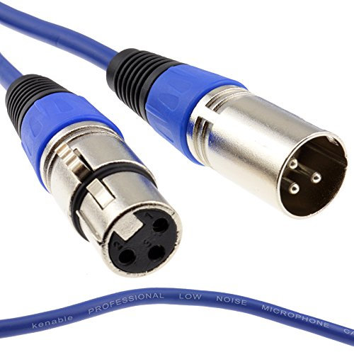 kenable XLR 3 pin Microphone Lead Male to Female Audio Cable BLUE 3m [3 metres]