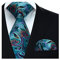 HISDERN Herren Krawatte Hochzeit Aqua Paisley Krawatten Taschentuch Blumen Elegant Klassisch Krawatte & Einstecktuch Set
