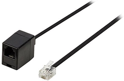Ex-Pro® 10m RJ11 Extension Cable 4 Pin ADSL BT Broadband Router Modem Phone 6P4C Male to Female - Black