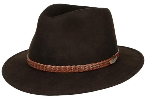 LIERYS Traveller Filzhut Herren Made in Italy Wasserabweisend Knautschbar Herbst Winter braun 58 cm