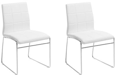 Esszimmerstuhl 2er Set in Weiß aus Kunstleder und Metall Kiron