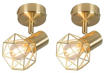 Qazqa Verstellbarer Deckenstrahler, Deckenspot - Mosh - Gold, Rund, Ideal als, Im 2er-Set.