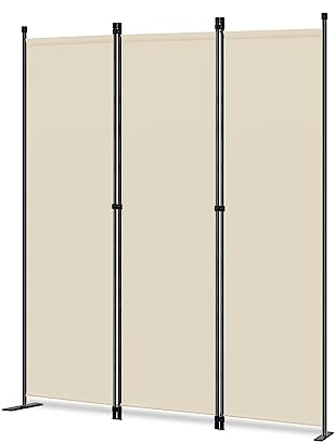 Angel Living Paravento Pieghevole di Design Intelligente, Divisori per Ambienti/Ambienti, Areti Divisorie, Divisori per Privacy (3 Pezzi 168x165 cm, Beige)