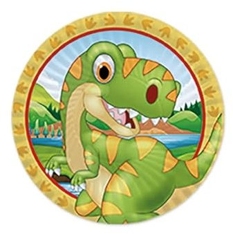 Piatti Torta in Cartoncino Dinosauri Jurassic 18 cm - Conf. 8 pz - Feste Compleanno a Tema