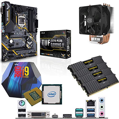 Components4All Intel Coffee Lake Core i9 9900K 3.6GHz (5.0GHz Turbo) CPU, ASUS TUF Z370-Plus Gaming II Motherboard, 16GB 3200MHz Corsair DDR4 RAM & Cooler Master Hyper Cooler Pre-Built Bundle