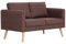 vidaXL Sofa 2-Sitzer mit Rückenkissen Sitzkissen Zweisitzer Polstersofa Loungesofa Lounge Stoffsofa Sitzmöbel Wohnzimmer Stoff Holzrahmen Braun