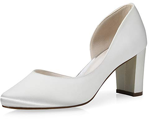 Rainbow Club Brautschuhe Jaylin - Damen, Pumps, Ivory/Creme, Satin, Bequem gepolstert, Blockabsatz, Gr. 36 (UK 3)