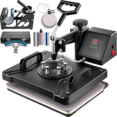 VEVOR Presse à Chaud 6 en 1 Presse de la Chaleur 38x 30cm Machine de Sublimation Textile Heat Press Pivotant à 360 Degrés pour t-Shirts/Tasse/Chapeau/Assiette/Casquette