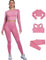 DONYKARRY Damen 3-teiliges Nahtloses Trainingsanzug Yoga Outfit Jogginganzug Set Freizeitanzug（Rosa,S）