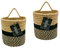 Hidebloom | Hängekorb | 2er Set - 16x16 cm- Schwarz/Braun | aus Baumwolle | Hängeaufbewahrung | Aufbewahrungskorb Bad Organizer | Hängeorganizer | Übertopf Korb geflochten | Wandkorb | Stoffkorb