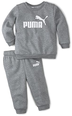 PUMA Unisex Baby Minicats Ess Crew Jogger Fl Jogginganzug, Medium Gray Heather, 104 EU