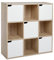 Meerveil Bücherschrank, Bücherregal, Aufbewahrungsregal, 9 Fächer mit 5 Türen, moderner Stil, Geeignet für Büro, Arbeitszimmer, Wohnzimmer, Korridor und andere Räume, Eichefarben