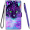 TOUCASA Cover per Oppo F19 PRO Plus 5G / A94 5G / A95 5G,Flip Caso Custodia [Creativo Dipinto] PU Pelle Portafoglio Unico Sottile Funzione TPU Antiurto Flip Cover a Libro (Tigre Viola)