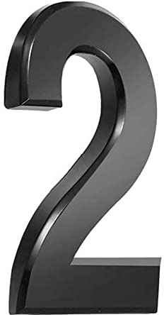 3D Modern House Number,Suithink 6cm Black Self Adhesive Door Home Address Numbers,House Sign Door Plate DIY Address Numbers for Cafe Wall Courtyard Decor Creative Address Door Numbers (2)