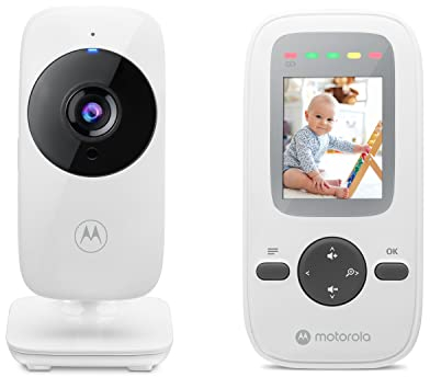 Motorola Nursery VM481 - Video Babyphone mit tragbarer Elterneinheit, hochempfindlichem Mikrofon, Infrarot-Nachtsicht, Digitalem Zoom, Silber