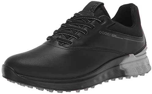 ECCO Herren 2023 M S-Three Leder Wasserdicht Spikeless Atmungsaktiv Golfschuhe, Schwarz Beton Schwarz, 42 EU