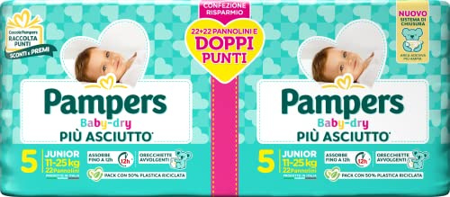 Pampers Baby Dry Junior Doppelpack, Größe 5 (11-25 kg), 44 Windeln