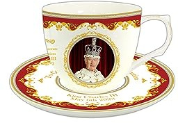 The Leonardo Collection LP18254 Tasse und Untertasse, feines Porzellan | König seiner Majestät, Königin Camilla, Gedenkgeschenk, britisches Design, limitierte Auflage, königliches Erbe