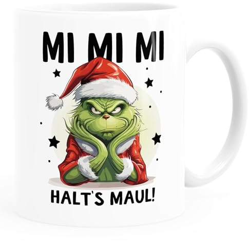 MoonWorks® Grinch Tasse Anti Weihnachten Spruch Ironie Sarkasmus lustige Weihnachtsbecher Geschenke für Weihnachtsmuffel Spruch 1 weiß standard