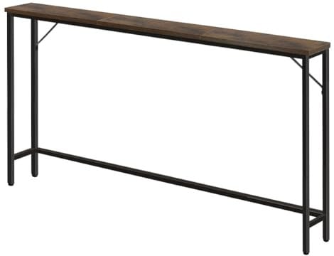FURWOO Slim Console Table for Hallway Industrial Compact Display Table Sofa Table for Small Spaces(Rustic Brown)