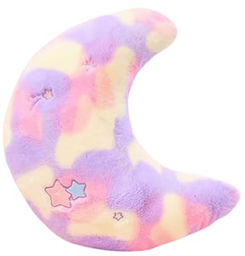 Viusneun Kuschelkissen Bunte Sterne Mond Kinder Sternkissen, Plüsch Kissen Dekokissen für Kinderzimmer Schlafzimmer Deko,Weiche Flauschige Sternform Zierkissen Sofakissen (Lila Mond,40CM)
