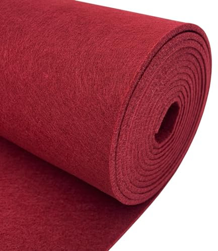 aufodara Filzrolle Filzstoff 30cm x 250cm x 3mm Polyester Filz für DIY Aufbewahrungstasche Filzunterlage Patchwork Nähen Basteln Handwerken Dekoration (Burgunderrot)