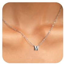 GIFT4U Silber Buchstaben Kette für Damen und Mädchen, Kette Mit M Anhänger, Initialen Halskette, Namen Buchstabenkette, Modeschmuck für Frauen, Geschenke