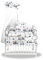 Baby Delux Beistellbett Set Babybett Komplett Set Stubenwagen weiß 90x40 mobil mit Rädern inkl. Bettwäsche Matratze (Auto blau)
