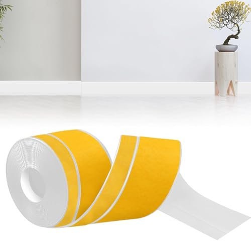 bechoanigel Sockelleiste Selbstklebend,50mm x 20mm x 18m Weichsockelleiste Selbstklebend PVC Winkelleiste selbstklebend, Sockelleisten Flexibel für Küche und Bad Geeignet(Weiß)