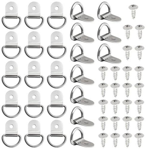 Aoyswuz 25 Stück D Ring Aufbauring Haken mit Schrauben 304 Edelstahl Aufbauring D Ringe Zurring Ringe für Ladungssicherung in Pkws, Aufhängen von Bilderrahmen