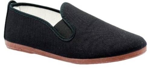 Zapatillas de Lona con Gomas en los Lados - Suela Plana - Comodidad - Kungfu - Camping (Negro, Sistema Tallas Calzado EU, Adulto, Números, Mediano, 43)