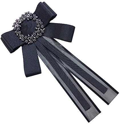 WRITWAA Elegante Krawatte Schwarz Damen Brosche Mit Strass Vorgebundene Fliege Für Hochzeiten Und Festlichkeiten Modische Accessoires Für Damen