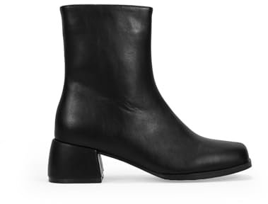 BOSANOVA Stivali da donna con finitura a punta quadrata e suola piatta con tacco quadrato largo 4,5 cm Chiusura con cerniera interna. Scarpe da donna, Nero , 37 EU