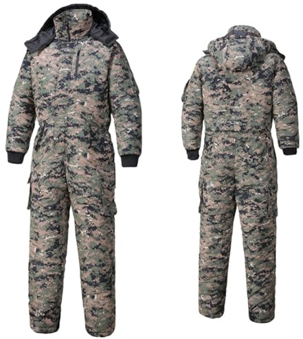 Mens Padded Heavy Duty Overall Hard Wearing Quilted Mechanics Boiler Suit Warm Workwear Hooded Boilersuit Coverall with Multiple pockets (B, 195/4XL)