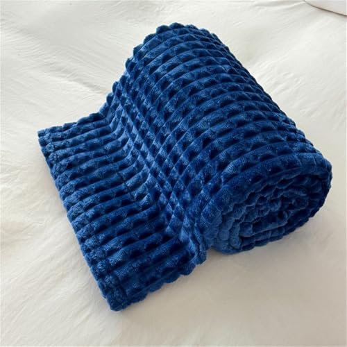 Hixingo Couverture Plaid Polaire Flanelle Couverture de Canapé à Carreaux Jeté de Canapé Couverture Lit 2 Personnes Epaisse Douce et Chaude, Convient à Toutes Les Saisons (127x152cm,Bleu Marine)