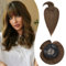 Rich Choices Haar Topper Damen Echthaar mit Pony Haarteil Toupet Mittelbraun Haarteil Echthaar Clip in Echthaar Topper Kurzes Haar Nahtlose Echte Haare Extensions Remy Hair Topper (25cm Mittelbraun)