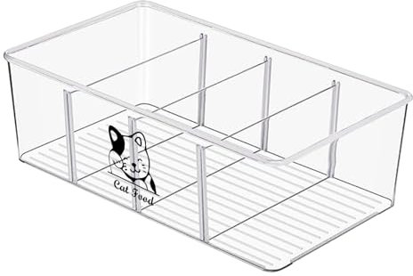 Ctomche Pet Food Storage Container,3 Pack Cat Food Contaienr Clear Treat Tin Food Pouch Storage Organiser,Cat Treat Dispenser,4 Compartment Pet Food Box Treats, Snacks, Pouches