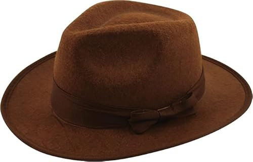 labreeze Brauner Entdeckerhut - Filz Fedora Dschungel Safari Stil Hut für Erwachsene - Fasching Party Zubehör