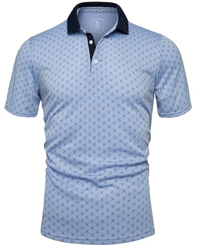 GLESTORE Golf Poloshirt Herren Kurzarm Polo Shirt Hemd für Männer Polohemden Regular Fit Blau XXL