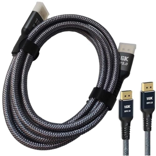 ZephyVita Cavo DP, cavo DisplayPort DP 2.0 – supporta 16K @ 60Hz, 8K @ 120Hz, 4K @ 360Hz – Ultra High Speed (3 m)