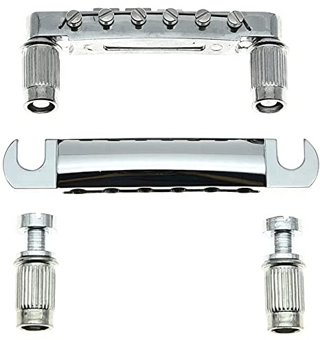 Xnuiasqe Tune-O- Bridge and Tailpiece with Studs Set for ABR-1 Bridge Style LP Electric Guitar Replacement,Silver
