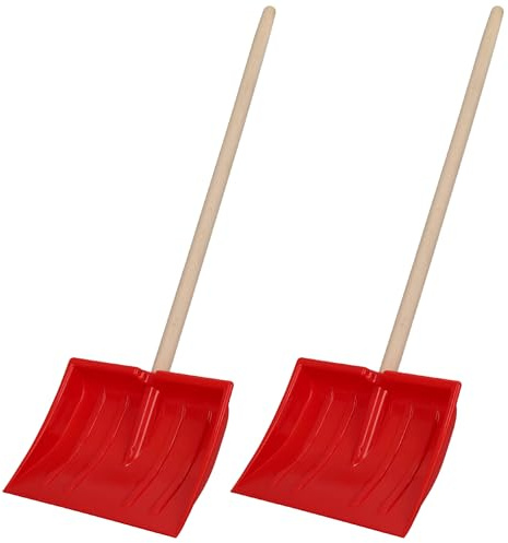KOTARBAU® 2er Set Schneeschaufel für Kinder - 25 x 20 cm - Schnee Schaufel mit Holzstiel - 82 cm - Kinderschaufel - Leicht & Sicher - Schneeschieber - Klein - Rot