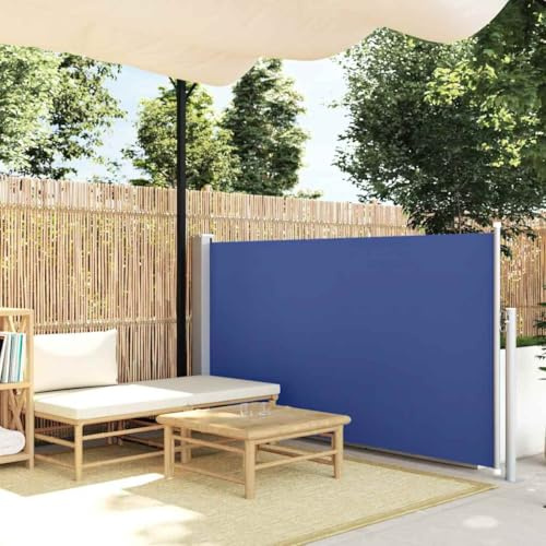 Seitenmarkise Ausziehbar, Ausziehbare Seitenmarkise 120x300 cm Blau für Balkon, Pool, Terrasse