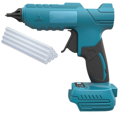18 V 200 W hetlimpistol batteri för Makita-batteri, hetlimpistol med 10x11 mm limstav, snabb uppvärmning, på/av-funktion, hetlimpistol trådlös för DIY, hantverk, hem (utan batteri)