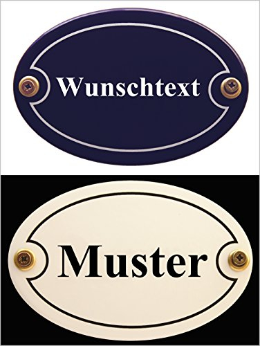Wetterfestes Emaille Türschild oval mit Wunschtext 10,5x7 cm