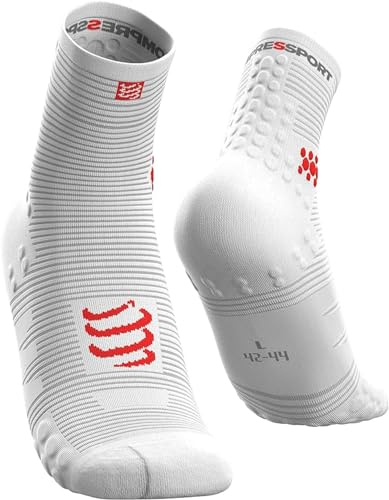 COMPRESSPORT Running Socks - Pro Racing Socks V3 Run High - Prevención de ampollas - Amortiguación y transpirabilidad - Correr y triatlón - Para entrenamiento y competición - Ligeros
