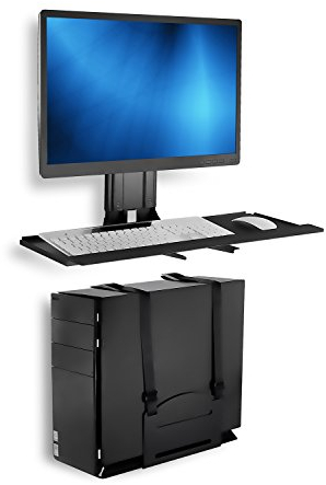Mount-It! Soporte de Pared para Monitor y Teclado con Soporte para CPU, Bandeja para Teclado VESA de Altura Ajustable, Plataforma de 25 Pulgadas de Ancho con Alfombrilla de ratón (MI-7919)