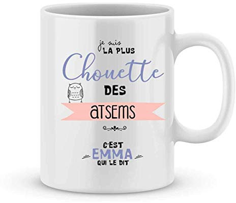 Mug ATSEM à personnaliser avec le prénom de votre enfant - Cadeau pour atsem personnalisé - cadeau atsem pour la fin d'année scolaire - cadeau original atsem - cadeau école atsem
